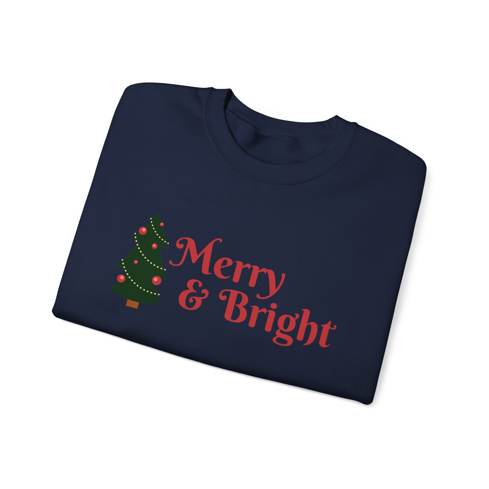 Merry & Bright Crewneck Sweatshirt, Christmas Sweatshirt Gifts, Holiday Apparel, Unisex Festive Clothing, Cozy Winter Wear, Seasonal Fashion