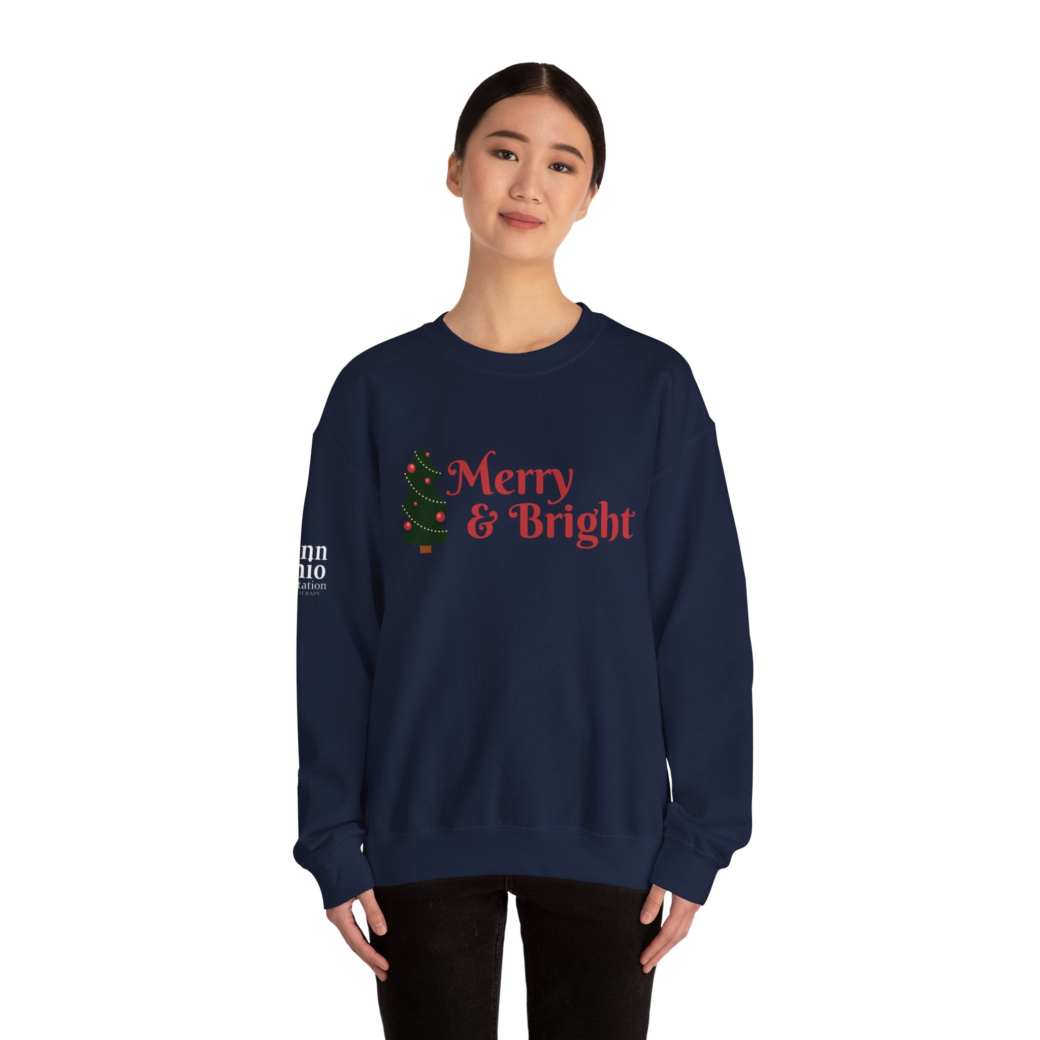 Merry & Bright Crewneck Sweatshirt, Christmas Sweatshirt Gifts, Holiday Apparel, Unisex Festive Clothing, Cozy Winter Wear, Seasonal Fashion