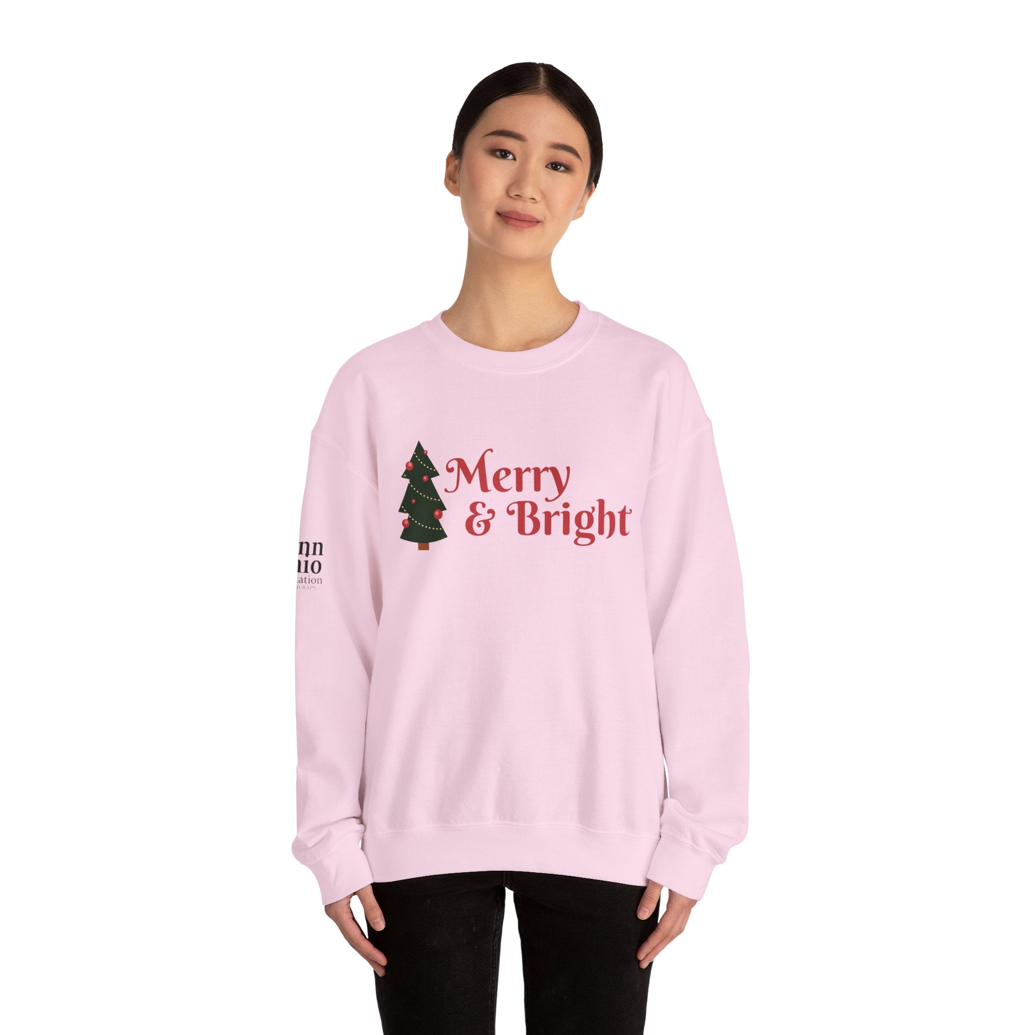 Merry & Bright Crewneck Sweatshirt, Christmas Sweatshirt Gifts, Holiday Apparel, Unisex Festive Clothing, Cozy Winter Wear, Seasonal Fashion