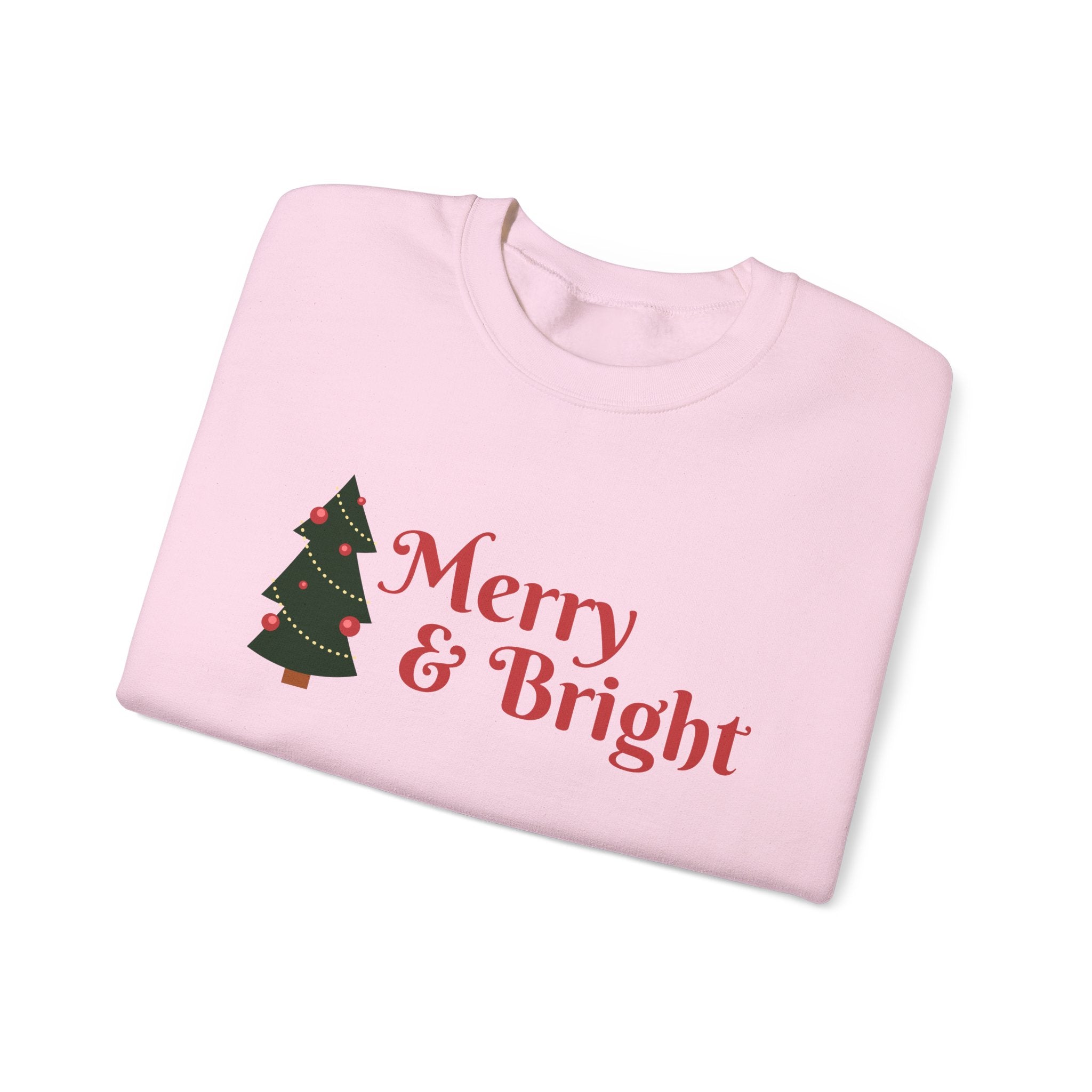 Merry & Bright Crewneck Sweatshirt, Christmas Sweatshirt Gifts, Holiday Apparel, Unisex Festive Clothing, Cozy Winter Wear, Seasonal Fashion