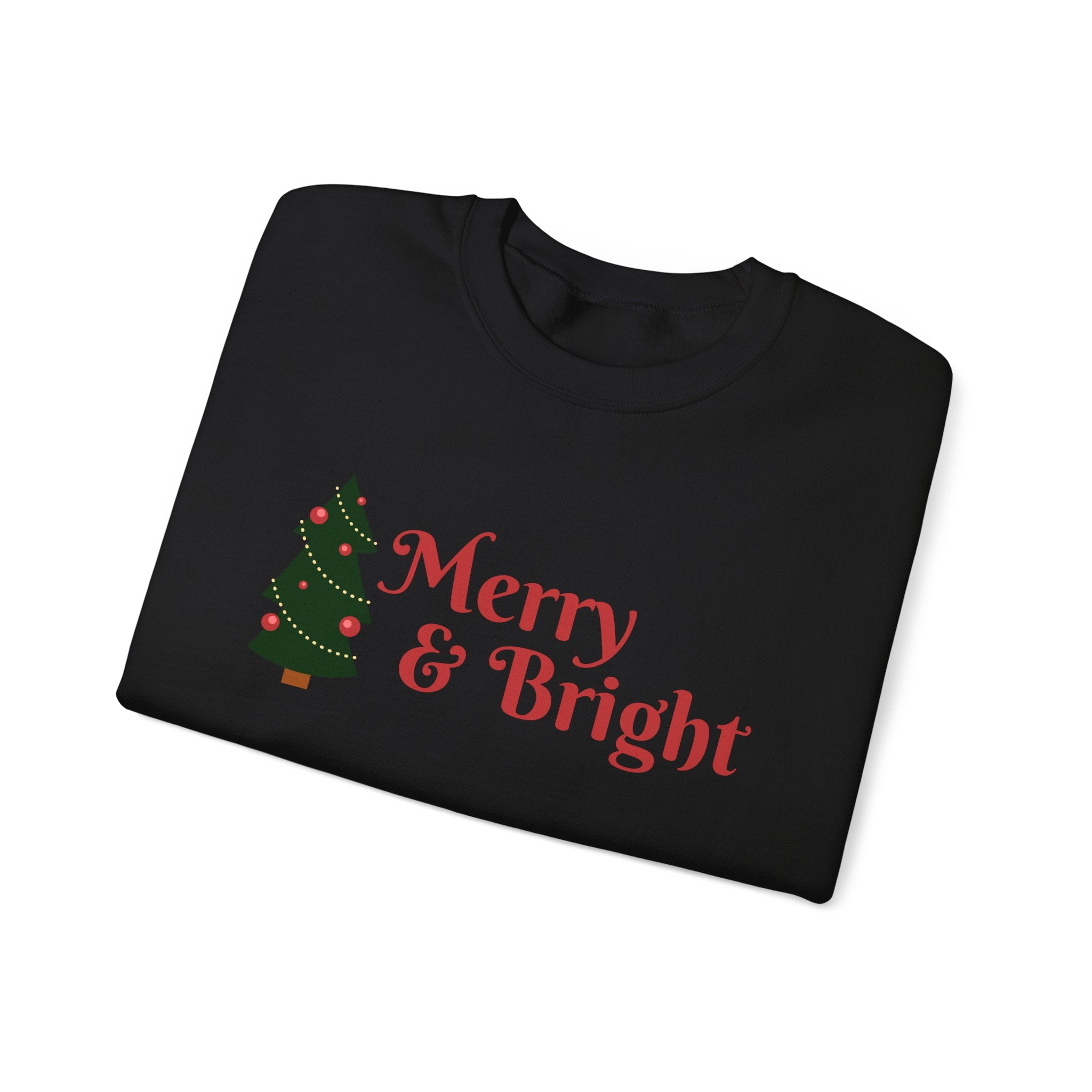 Merry & Bright Crewneck Sweatshirt, Christmas Sweatshirt Gifts, Holiday Apparel, Unisex Festive Clothing, Cozy Winter Wear, Seasonal Fashion