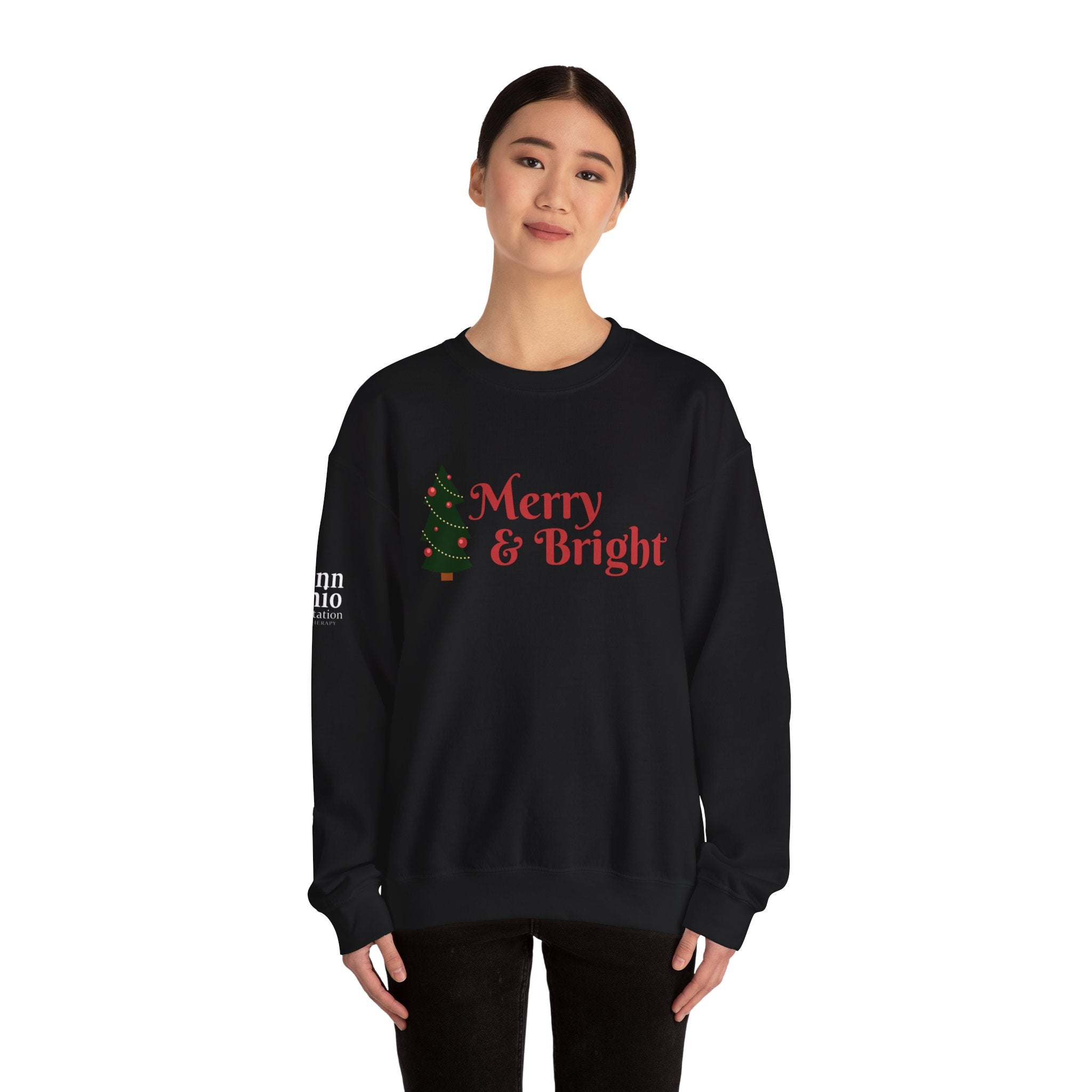 Merry & Bright Crewneck Sweatshirt, Christmas Sweatshirt Gifts, Holiday Apparel, Unisex Festive Clothing, Cozy Winter Wear, Seasonal Fashion