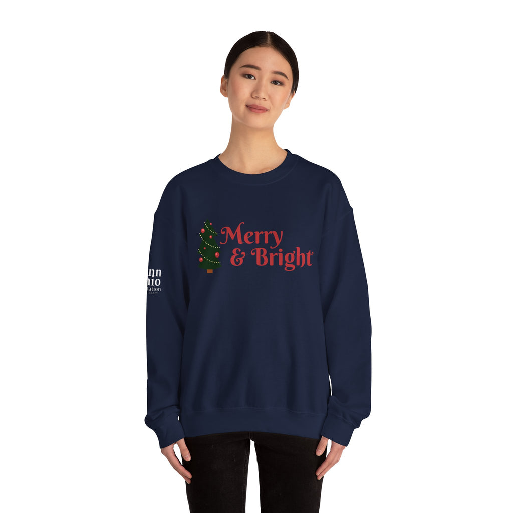 Merry & Bright Crewneck Sweatshirt, Christmas Sweatshirt Gifts, Holiday Apparel, Unisex Festive Clothing, Cozy Winter Wear, Seasonal Fashion