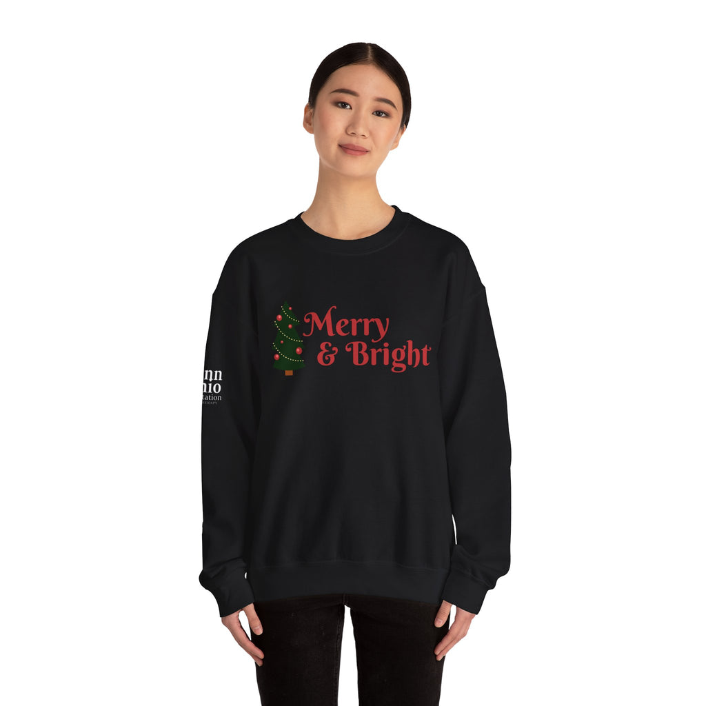 Merry & Bright Crewneck Sweatshirt, Christmas Sweatshirt Gifts, Holiday Apparel, Unisex Festive Clothing, Cozy Winter Wear, Seasonal Fashion