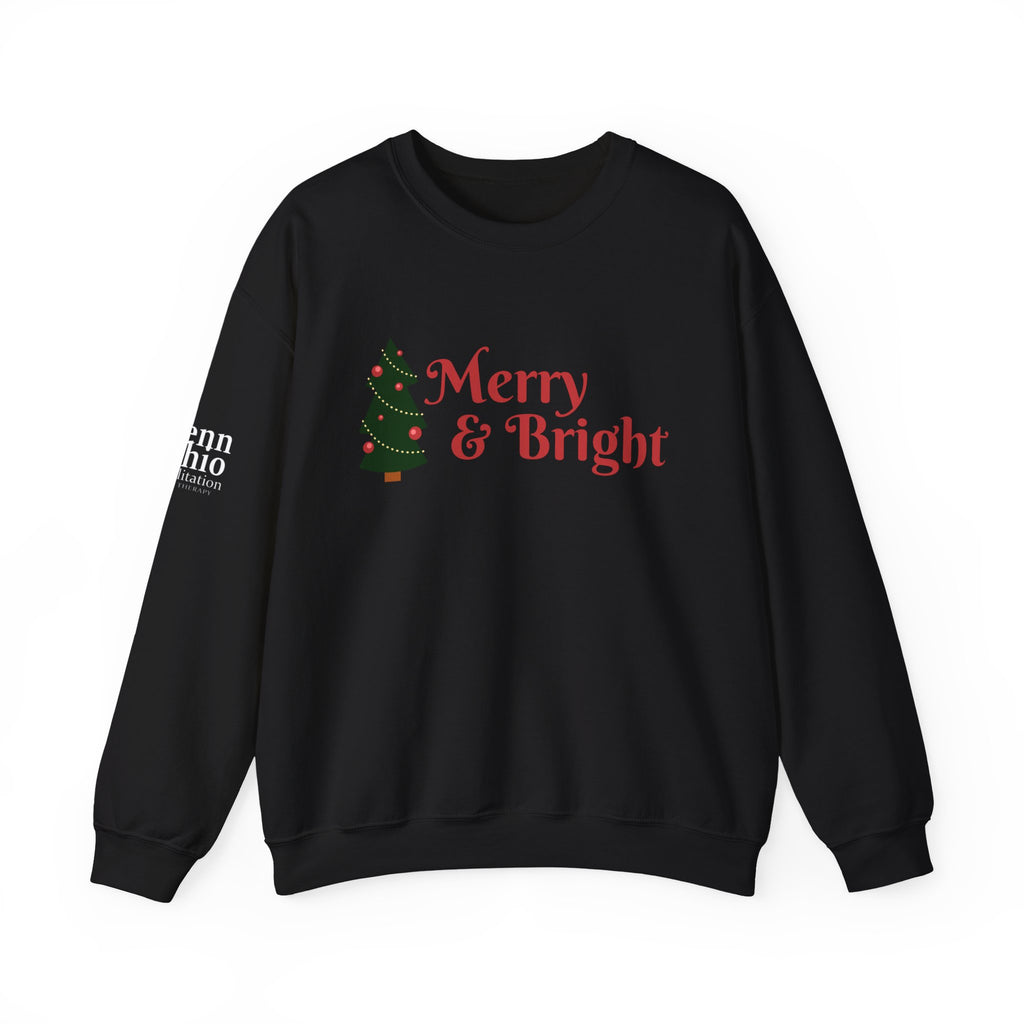 Merry & Bright Crewneck Sweatshirt, Christmas Sweatshirt Gifts, Holiday Apparel, Unisex Festive Clothing, Cozy Winter Wear, Seasonal Fashion